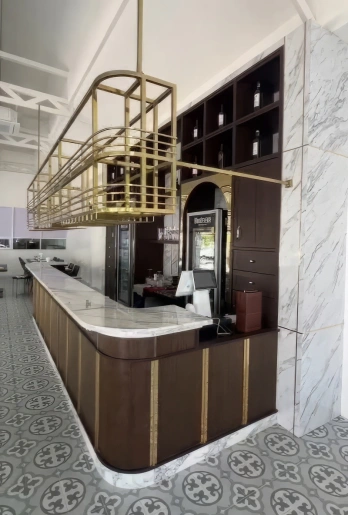 บาร์แขวนแก้วไวน์สแตนเลส สีอบ Powder Coat  สีทอง