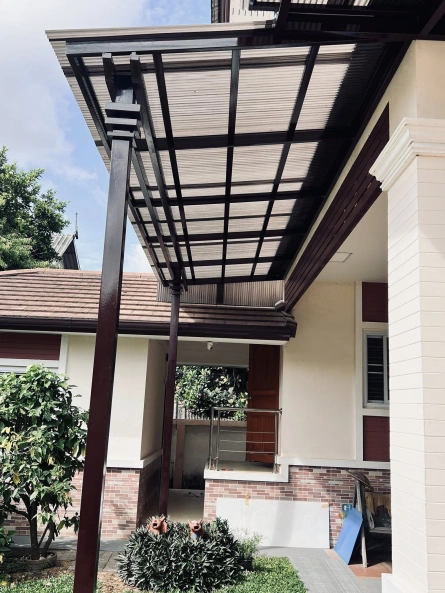 งานกันสาดโครงสร้างเหล็ก ลอนมินิโกล์